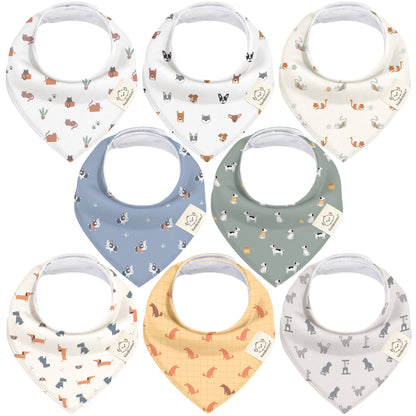 8-pack Baby Bandana Bibs for Boys and Girls