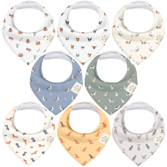 8-pack Baby Bandana Bibs for Boys and Girls