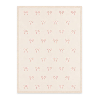 Sweet Bow - Organic Cotton Knit Baby Blanket