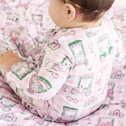 Birdie Babes Ruffle Zipper Footie | Pink
