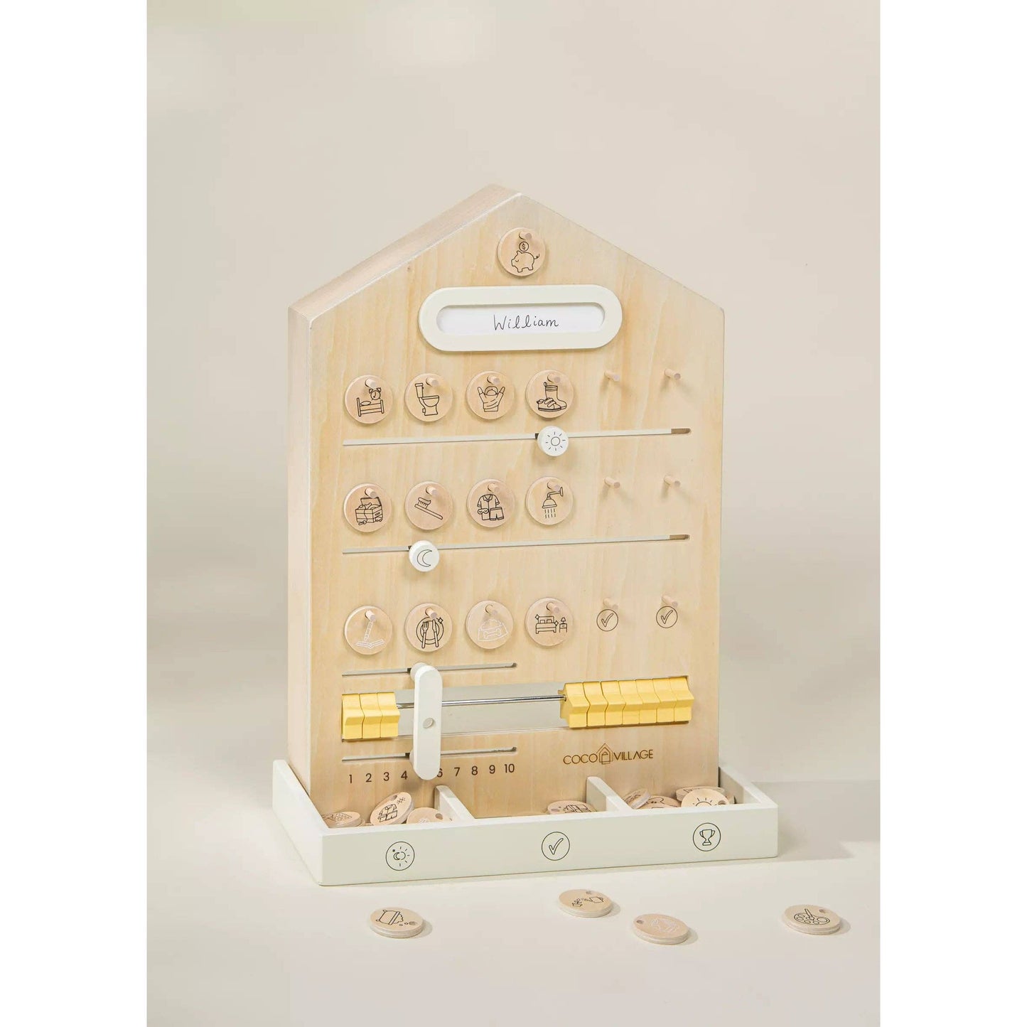 Wooden Routine, Tasks and Rewards Board for Kids 3-in-1