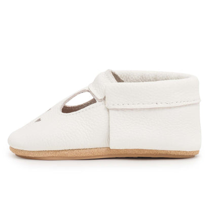 Hard Sole Mary Jane Baby Moccasins -  Baby Shoes Pearl White