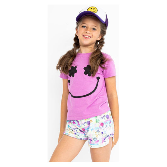 Girls Plush Lounge Shorts - Spring Flowers