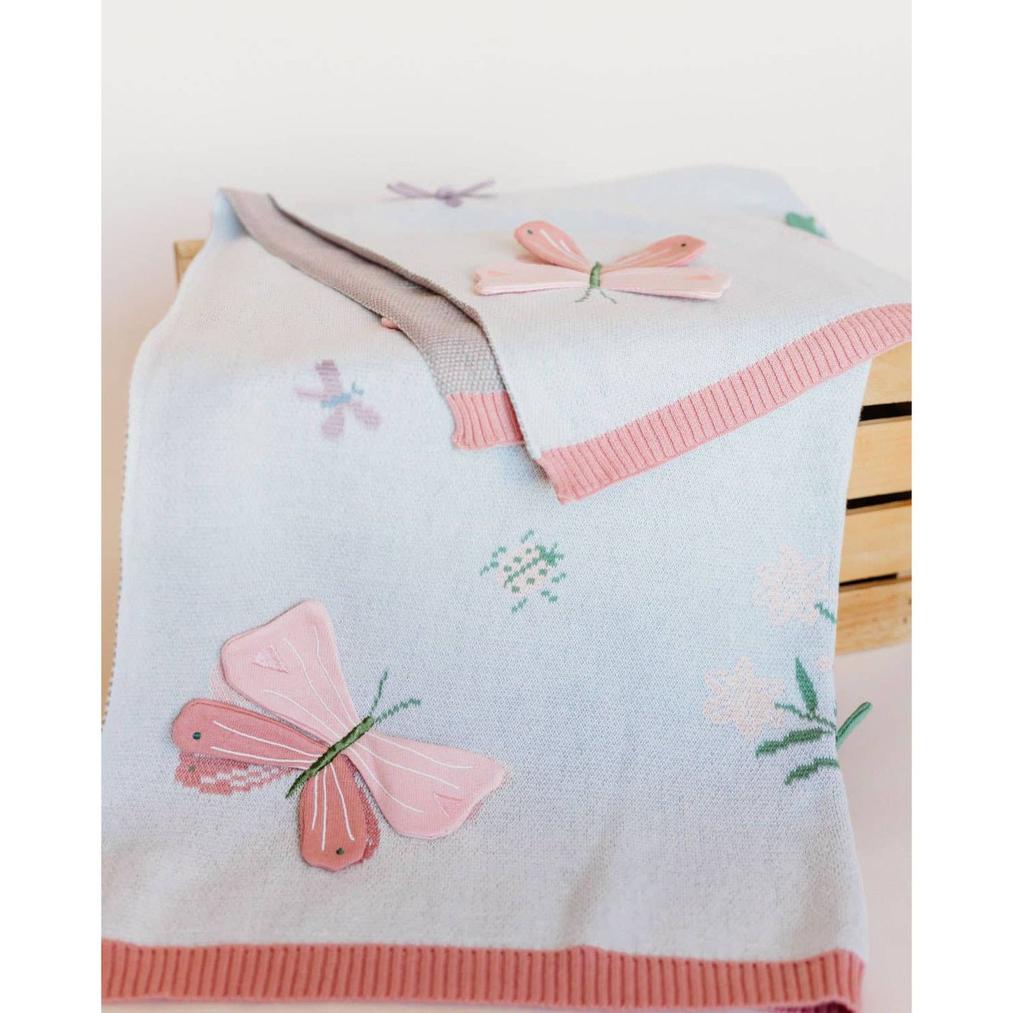 Bloom Butterfly 3D - Organic Jacquard Knit Baby Blanket