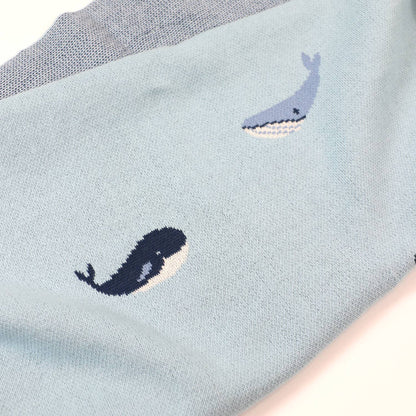 Whales - Organic Cotton Jacquard Sweater Knit Baby Blankets