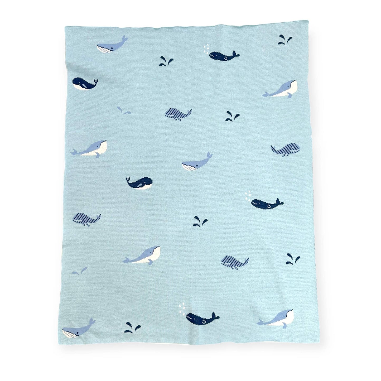 Whales - Organic Cotton Jacquard Sweater Knit Baby Blankets