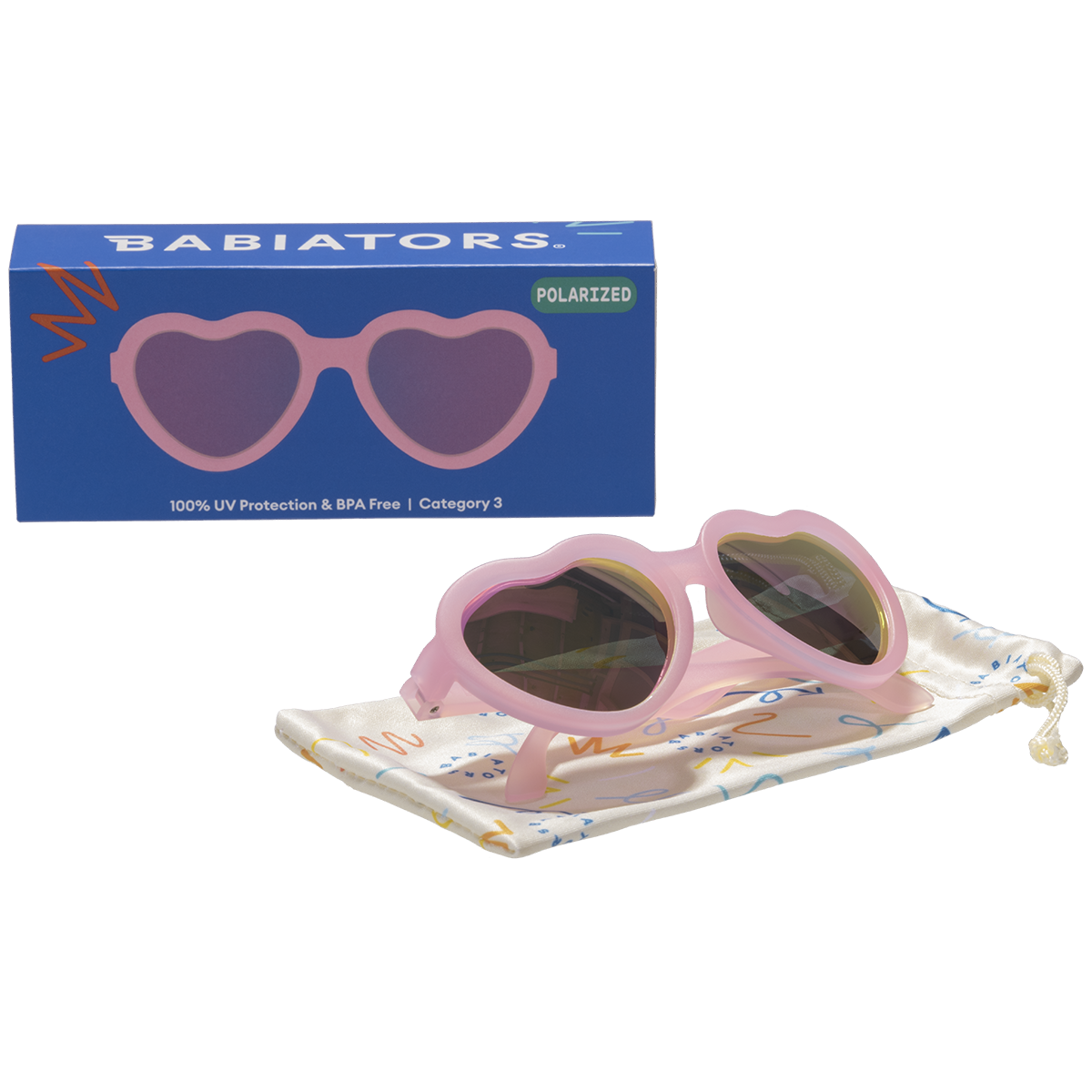 Frosted Pink Heart | Purple Polarized Mirrored Lenses: Ages 3-5
