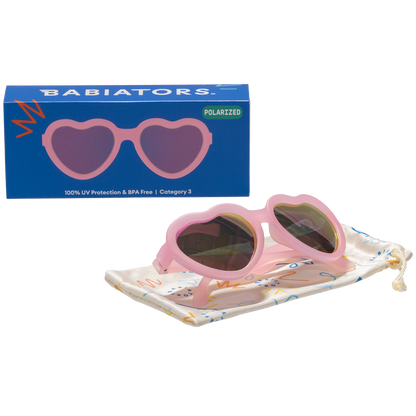 Frosted Pink Heart | Purple Polarized Mirrored Lenses: Ages 3-5