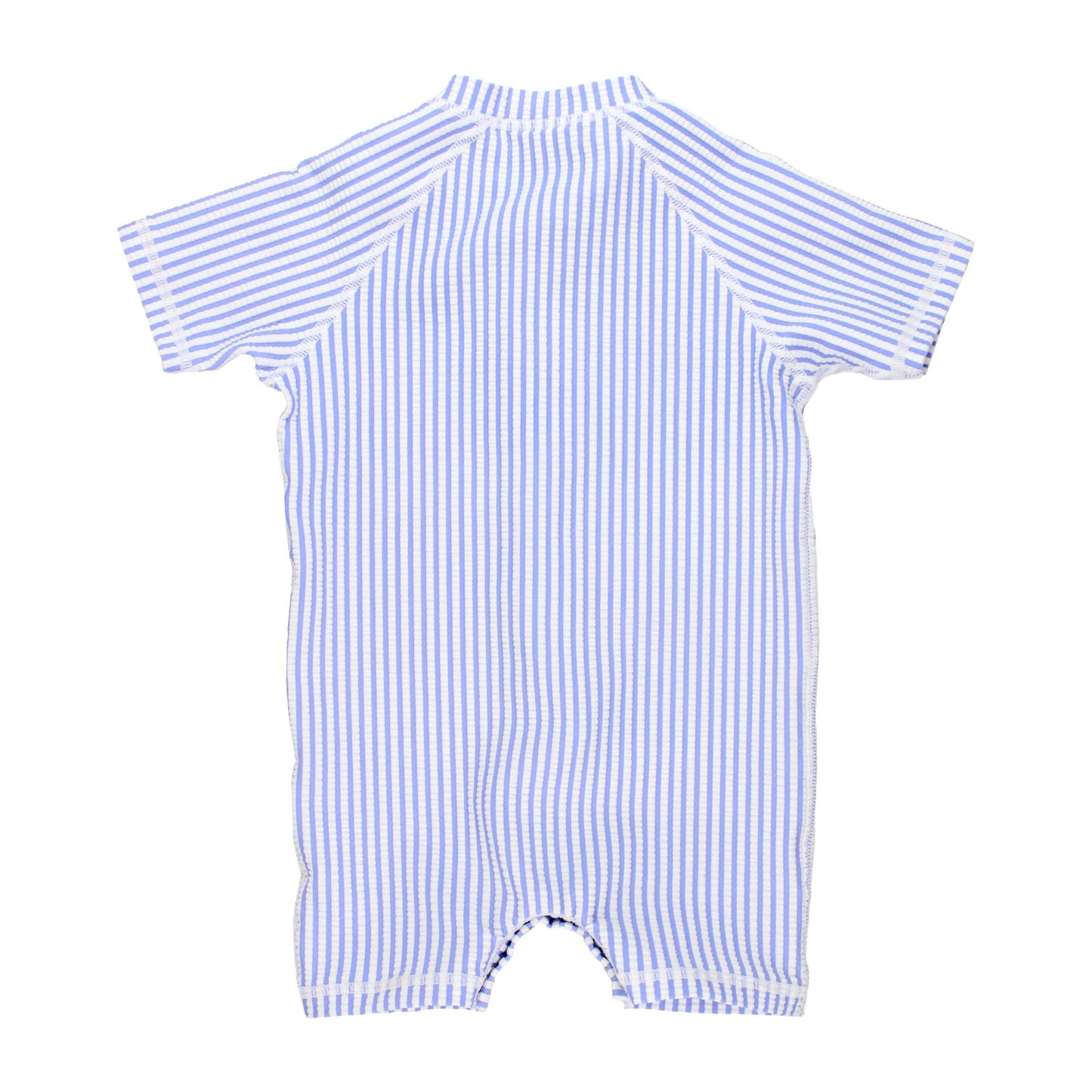 Baby Boys Periwinkle Blue Seersucker Short Sleeve One Piece Rash Guard Swimsuit