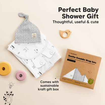 3-Pack Soothe Baby Swaddles 0-3 Months with Knot Hat