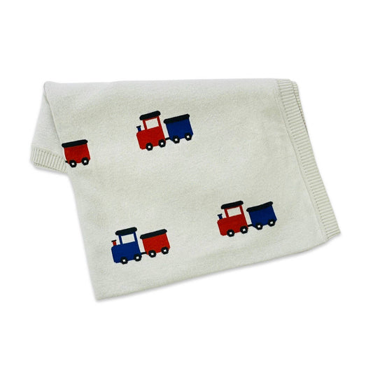 Choo Choo Train - Organic Cotton Jacquard Knit Baby Blanket