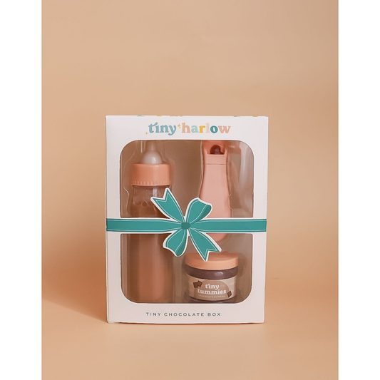 Tiny Tummies Puree and Milk Bottle set for doll - Chocolate