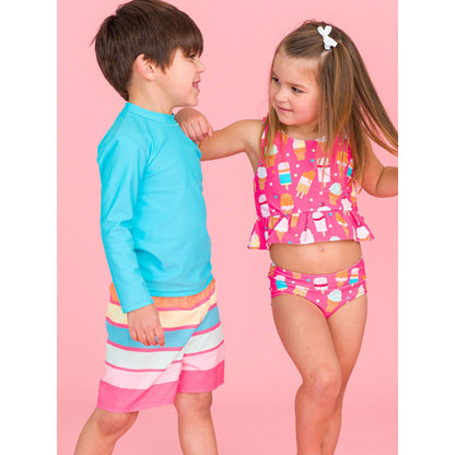 Boys Bright Aqua Long Sleeve Rash Guard