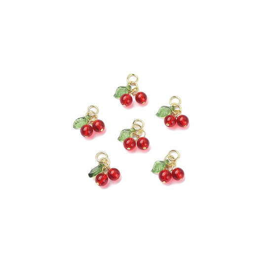 Gold Dangling Cherries Charm