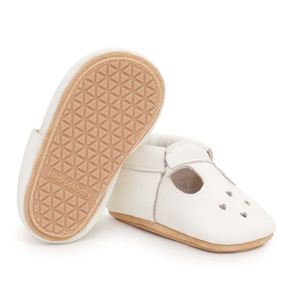 Hard Sole Mary Jane Baby Moccasins -  Baby Shoes Pearl White