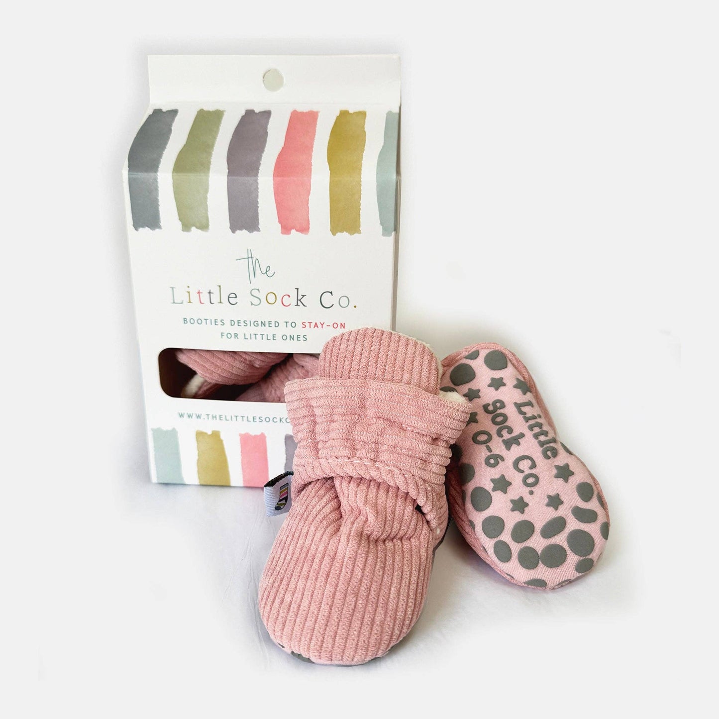 Stay-on, Non-Slip Booties - Perfect pram Slipper or Baby Carrier boot - Pink Corduroy