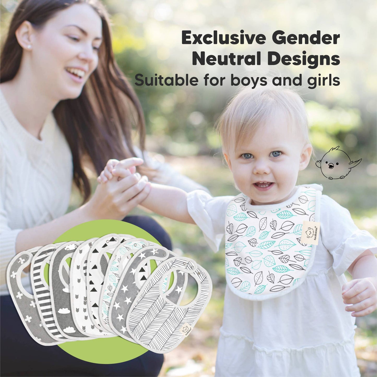 8-pack Urban Drool Bibs for Teething Baby Boys and Girls