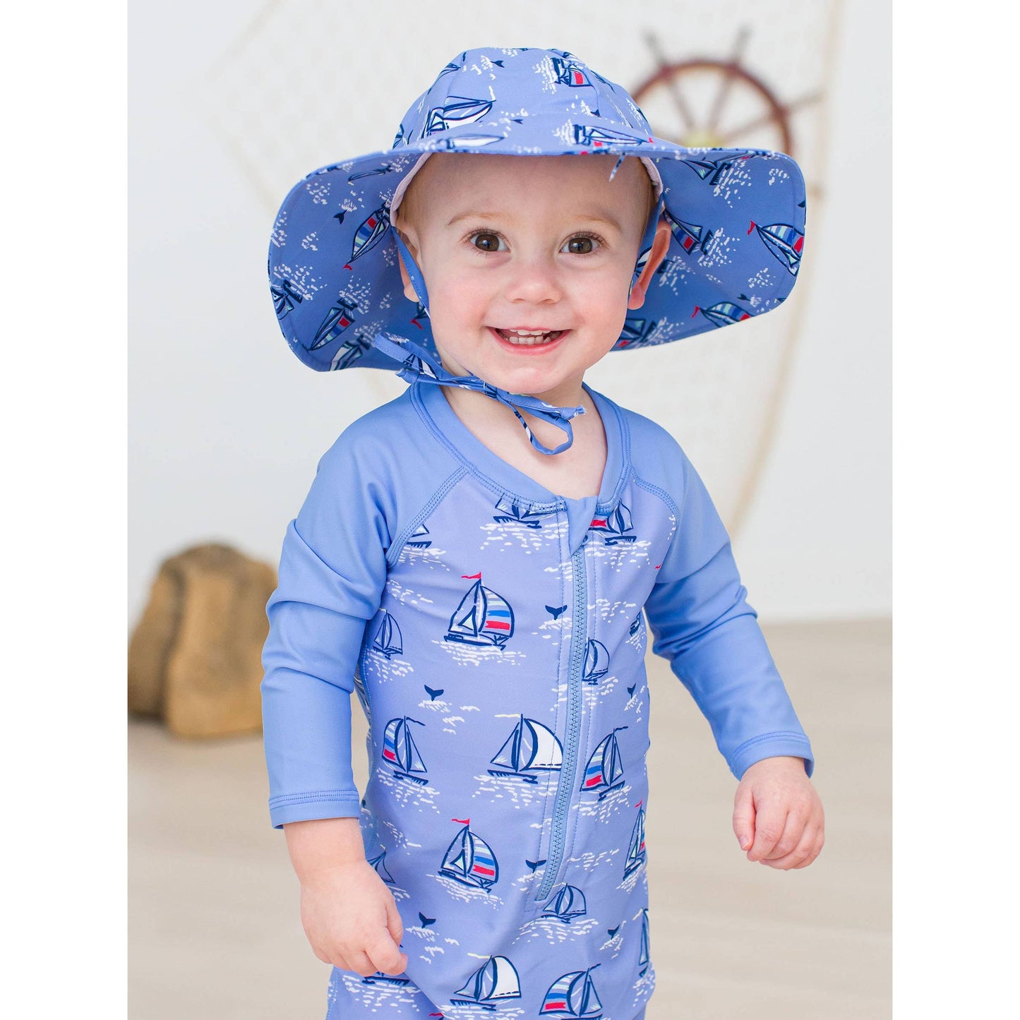 Kids Blue Seas the Day Sun Protective Hat