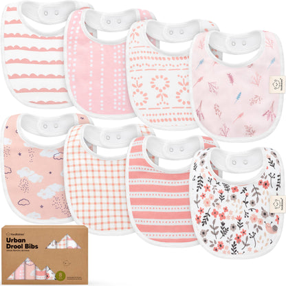 8-pack Urban Drool Bibs for Teething Baby Boys and Girls