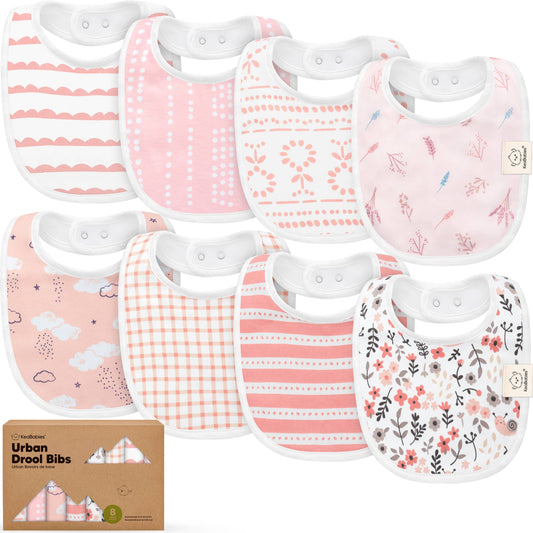 8-pack Urban Drool Bibs for Teething Baby Boys and Girls