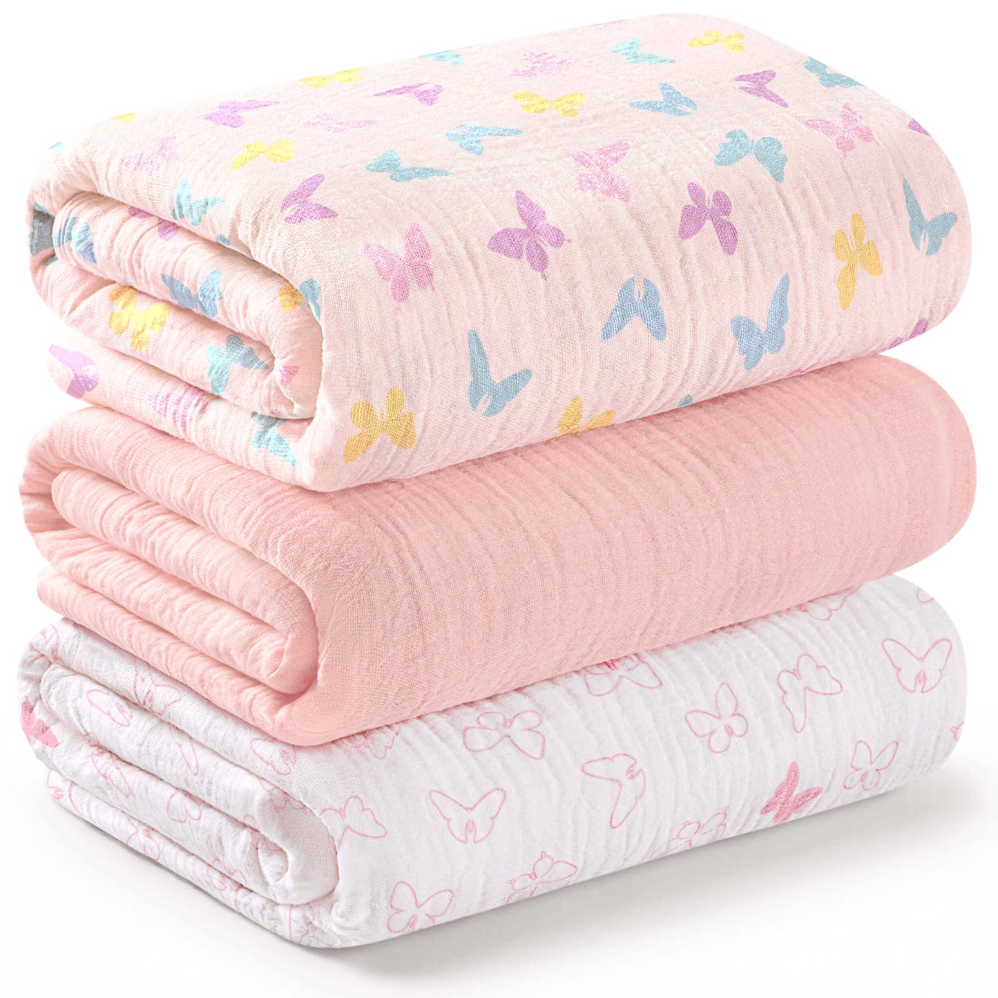 3-Pack Lyra Muslin Swaddle Blankets for Newborns, Boy, Girl
