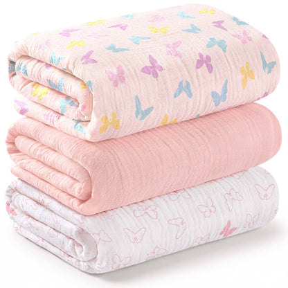 3-Pack Lyra Muslin Swaddle Blankets for Newborns, Boy, Girl