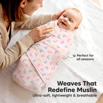 3-Pack Lyra Muslin Swaddle Blankets for Newborns, Boy, Girl