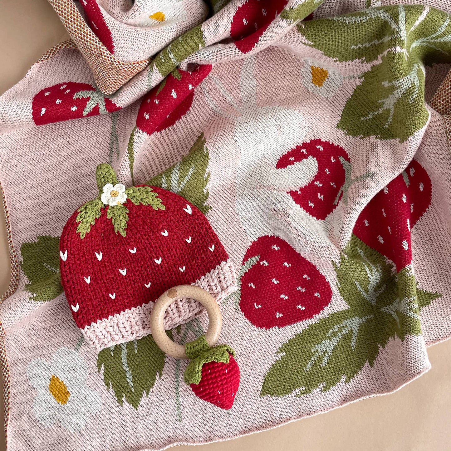 Blanket, Strawberry Bunny | Organic Cotton Kids & Baby Decor