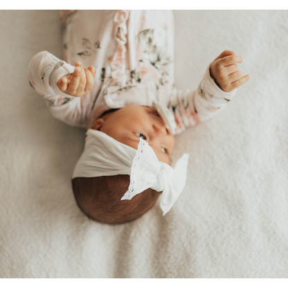 Baby Bling® Trimmed Classic Knot headband: white lace