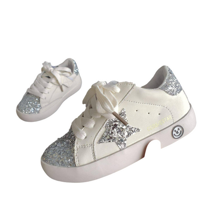 Silver Glitter Star Sneakers