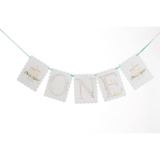 "ONE" Highchair Banner with Cake End Pieces