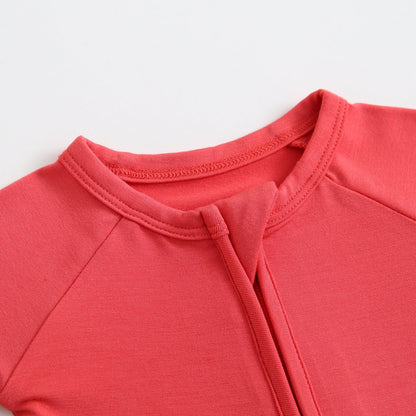 Berry Red Zippered Baby Romper