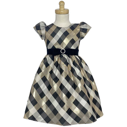 Metallic Check Girls Dress