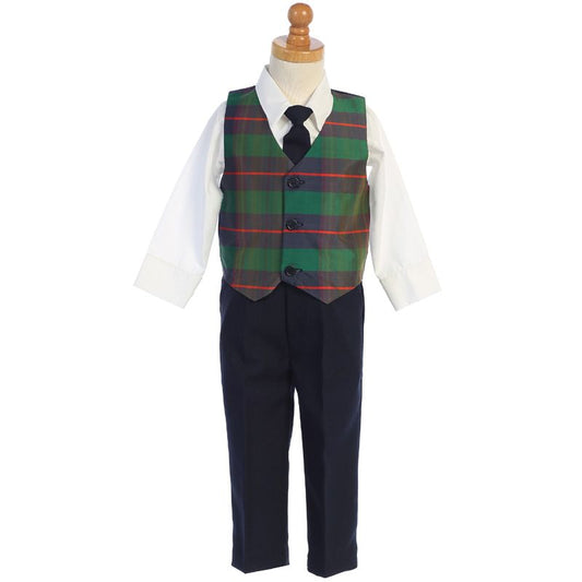 Boys Plaid Vest and Pant Set