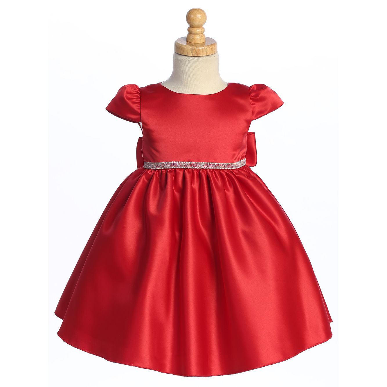 Red Satin Dress w/Beads and Rhinestones