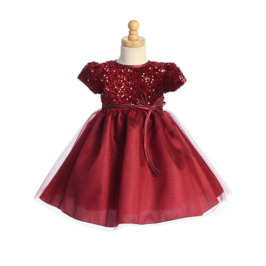Red Velvet w/Sequins and Glitter Tulle Dress