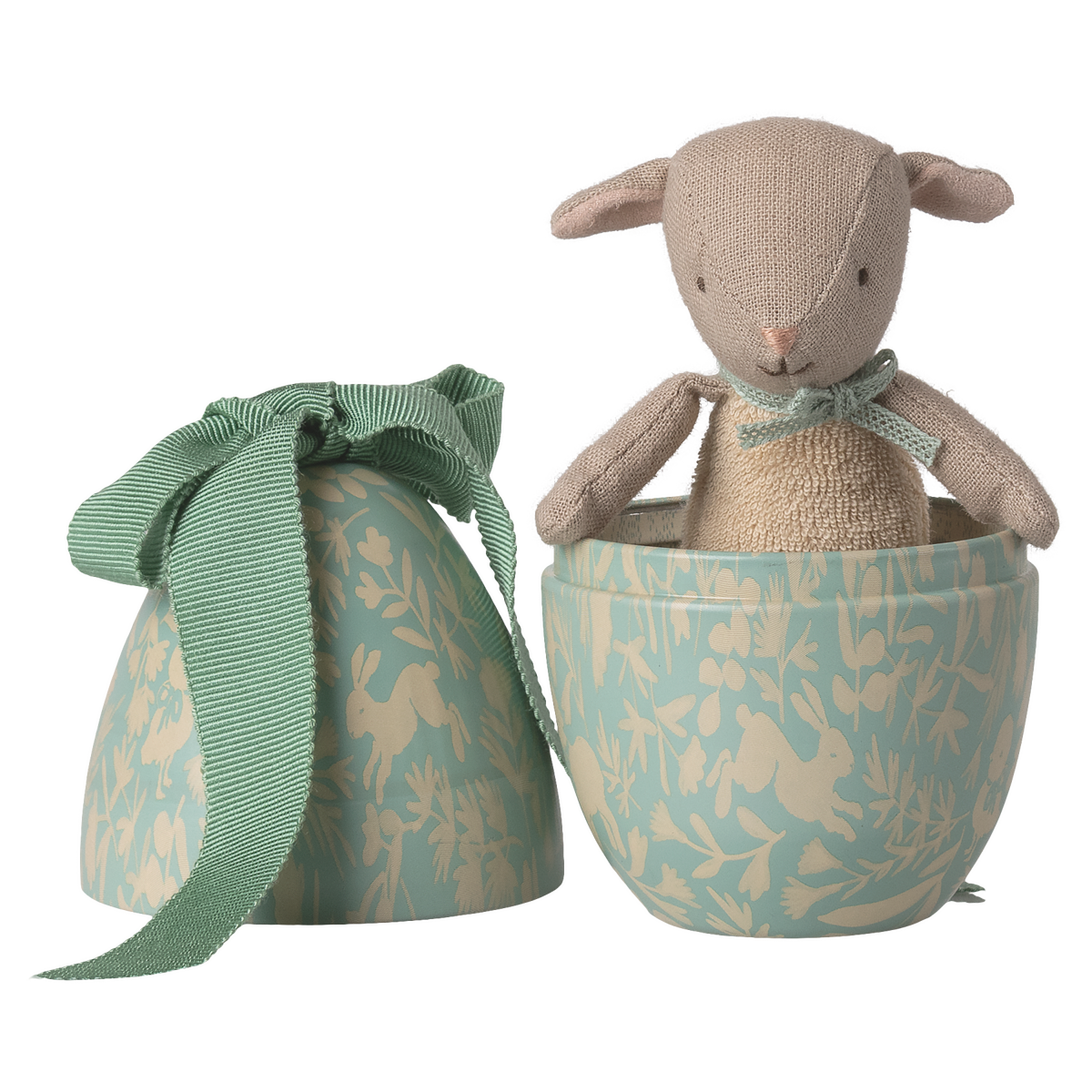 Easter egg with micro lamb, Small - Dusty mint