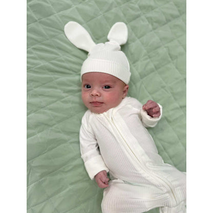 Snow Ribbed Baby Bunny Beanie Hat