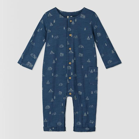 Max romper in blue tents print