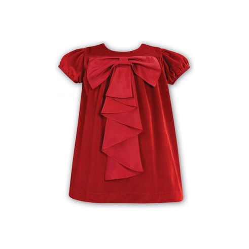 Sarah Louise Red Velvet Bow Dress