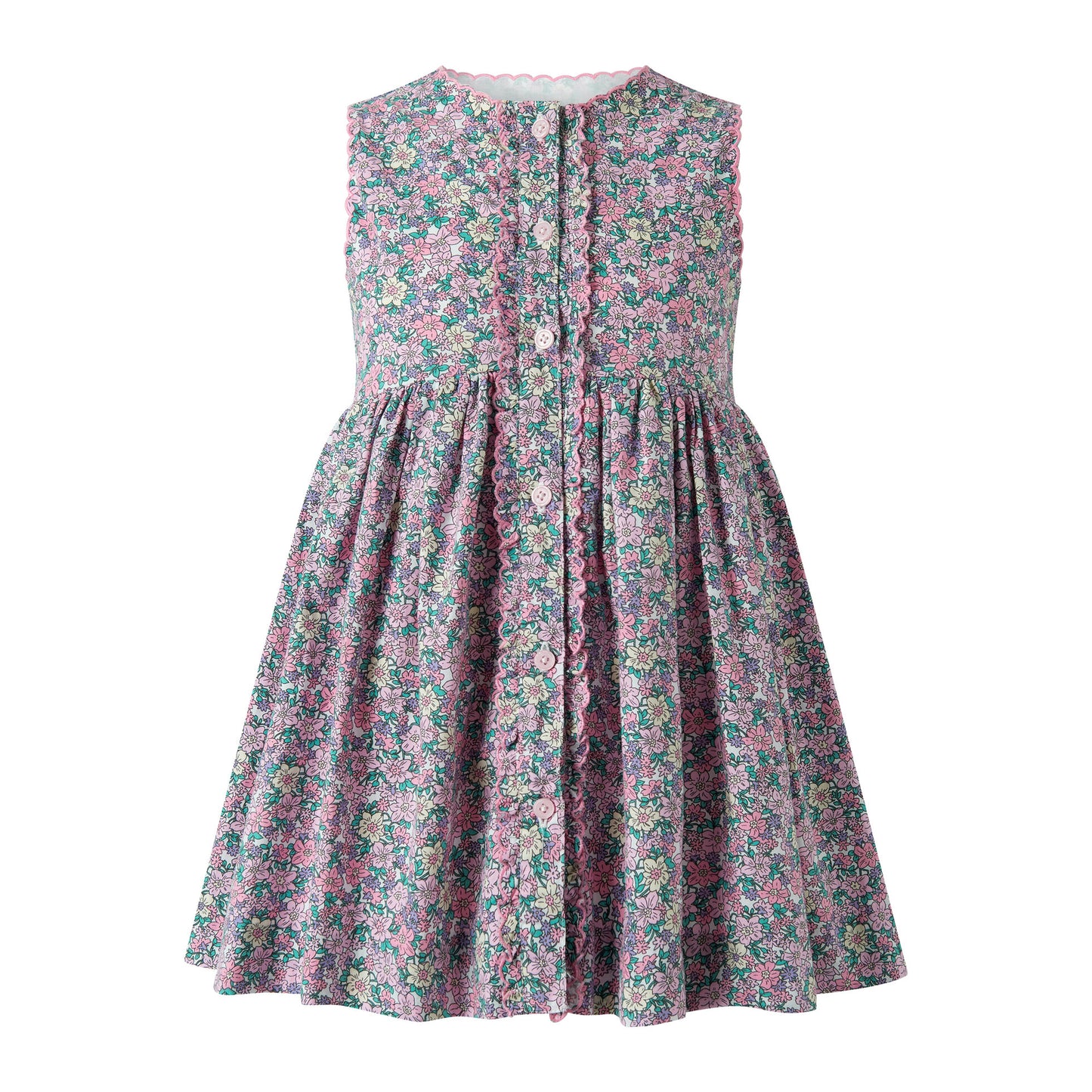 Scalloped Floral Button-Front Dress
