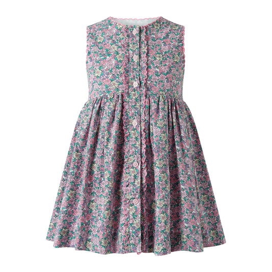 Scalloped Floral Button-Front Dress