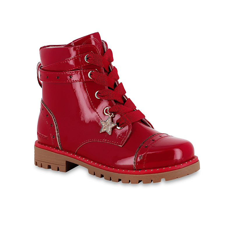 Patent leather biker boot