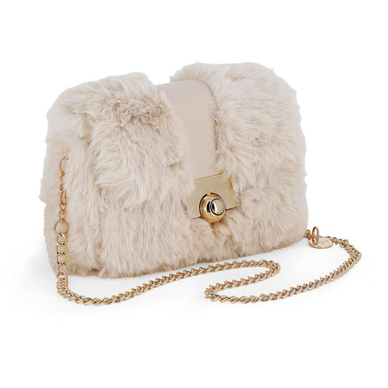 Faux Fur Purse Cream