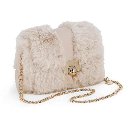 Faux Fur Purse Cream