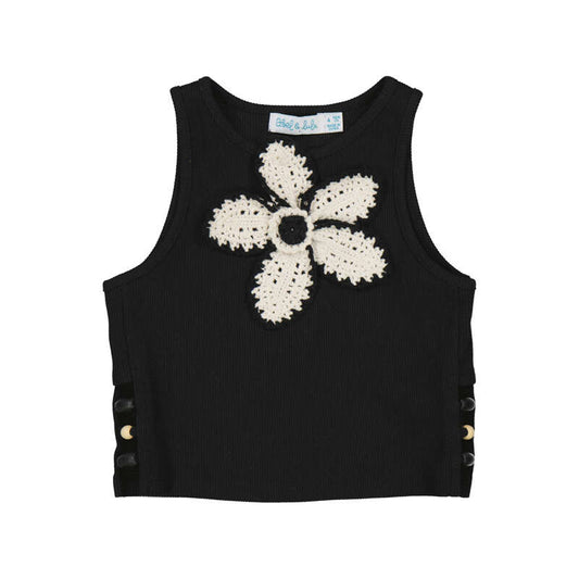 crochet flower top black