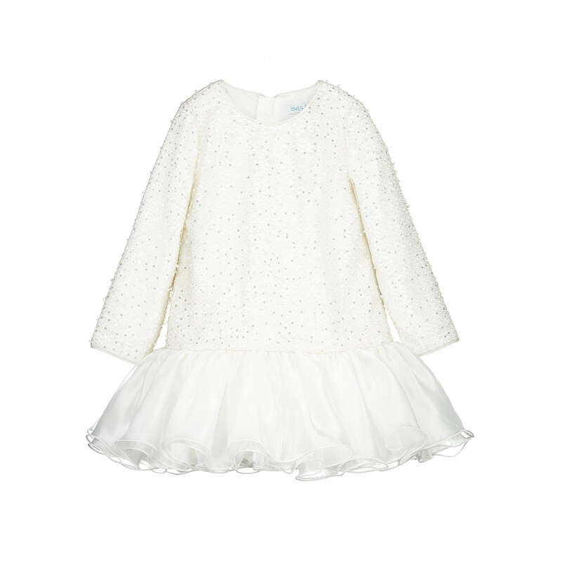 Pearl-detail combined dress