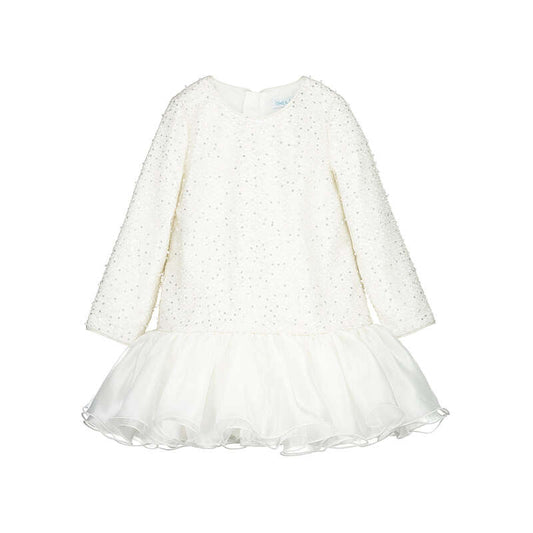 Pearl-detail combined dress