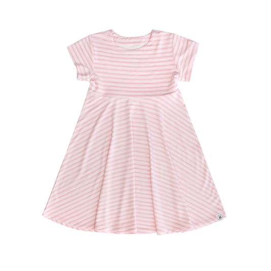 Cap Sleeve Swirly Girl - Pink Stripe