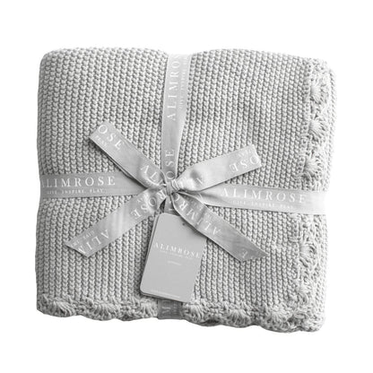 Knit Mini Moss Stitch Blanket-Grey